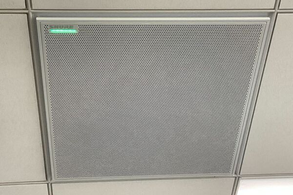 Microphone mounted to the ceiling