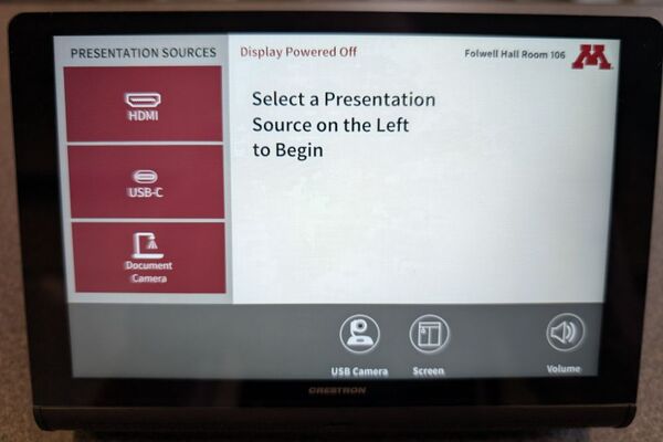 Touchscreen control user interface showing main page