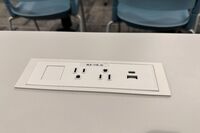 Student desk with built in power outlet