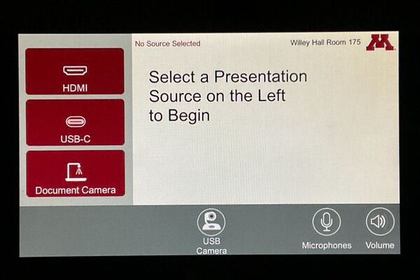 Touchscreen control user interface showing main page