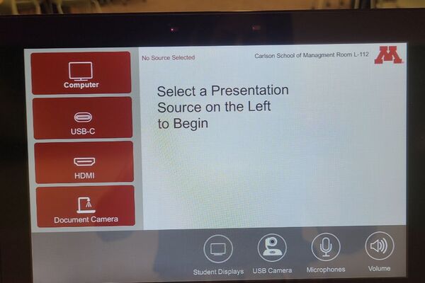 Touchscreen control user interface showing main page