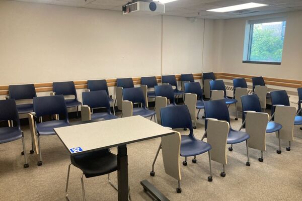 Back of room view of student tablet arm seating