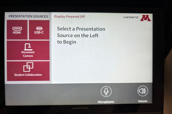 Touchscreen control user interface showing main page