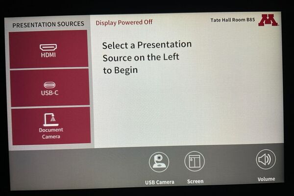 Touchscreen control user interface showing main page