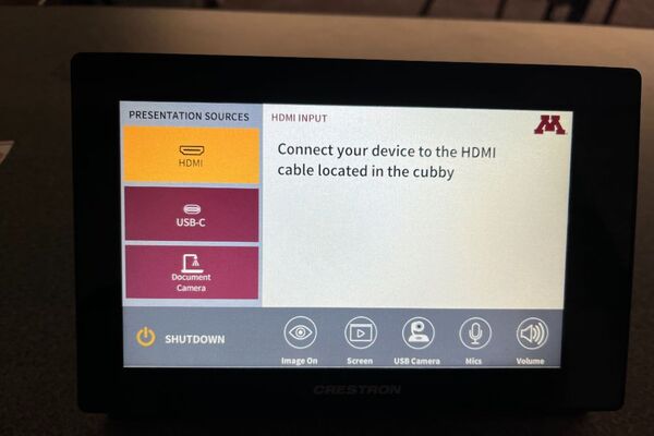 Touchscreen control user interface showing main page