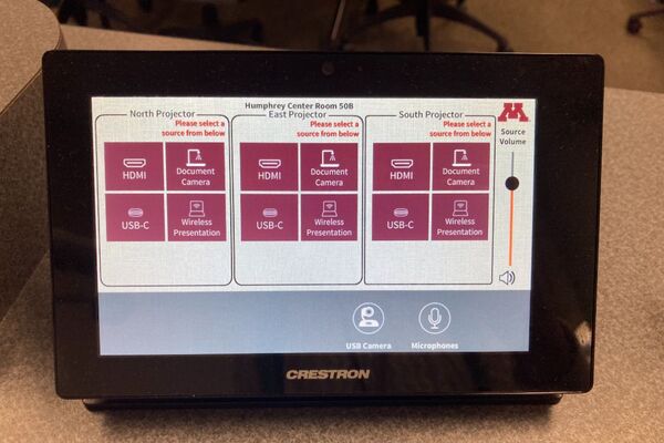 Touchscreen control user interface showing main page