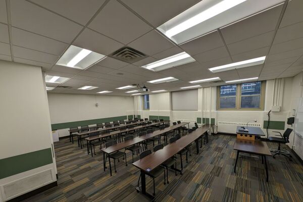 Back of room view of student table and chair seating