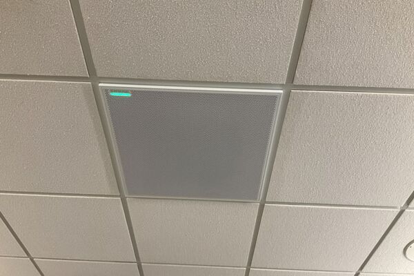 Microphone mounted to the ceiling