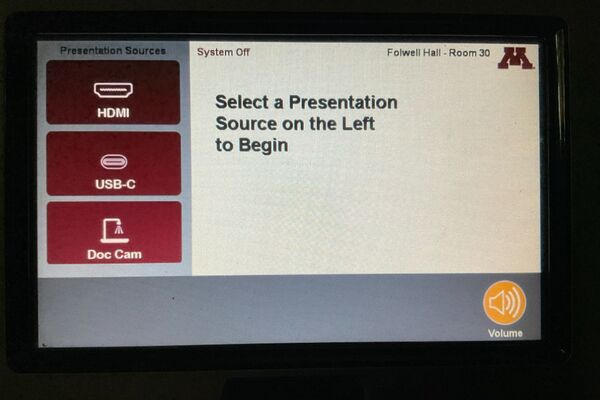 Touchscreen control user interface showing main page