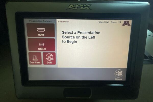 Touchscreen control user interface showing main page