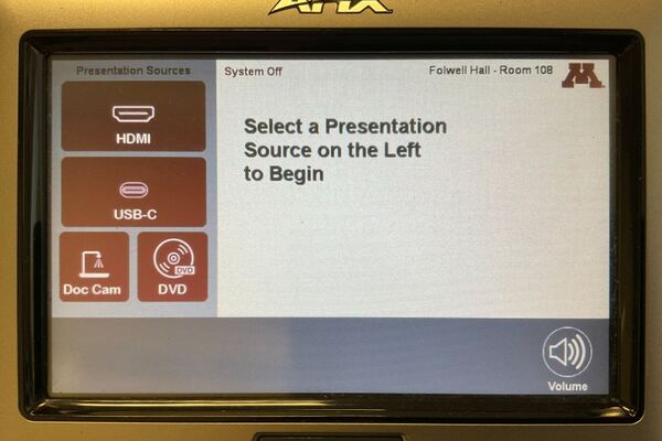 Touchscreen control user interface showing main page