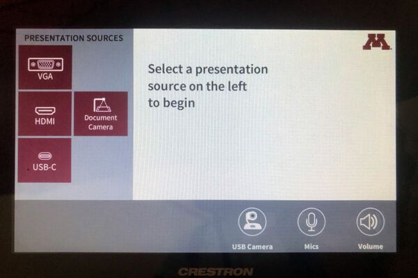 Touchscreen control user interface showing main page