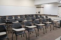 Back of room view of student tablet arm seating 