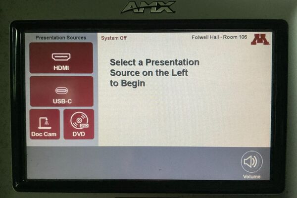 Touchscreen control user interface showing main page