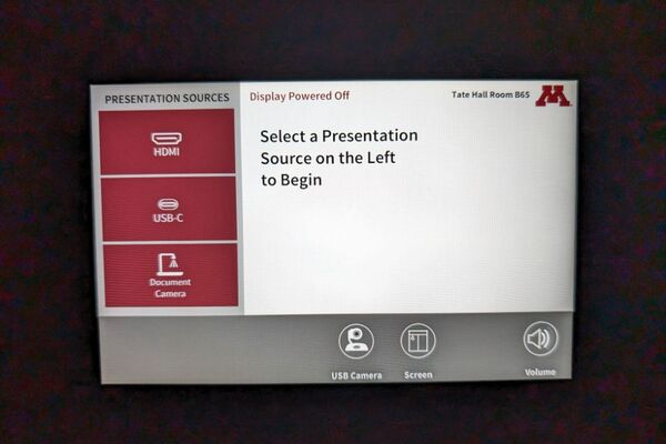 Touchscreen control user interface showing main page