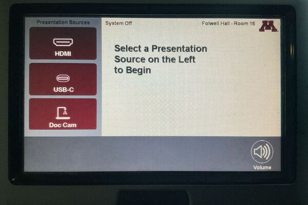 Touchscreen control user interface showing main page