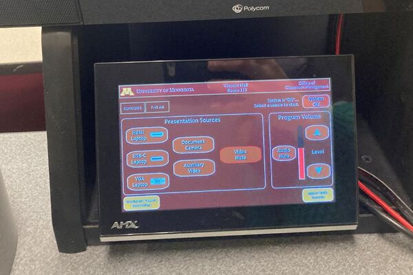 Touchscreen control user interface showing main page