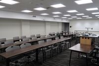 Back of room view of student table and chair seating