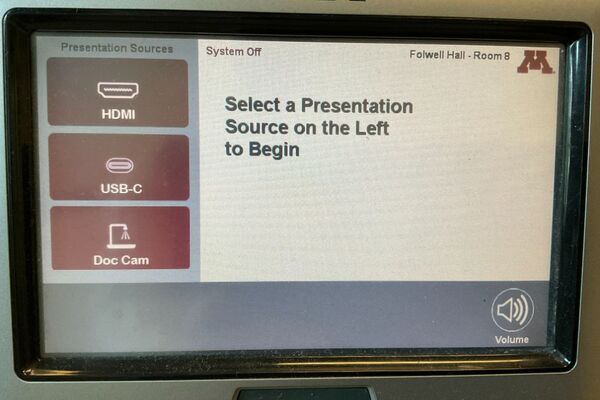 Touchscreen control user interface showing main page