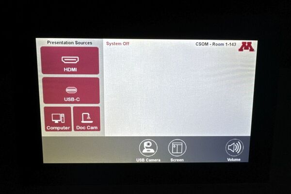 Touchscreen control user interface showing main page