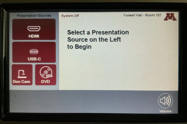 Touchscreen control user interface showing main page