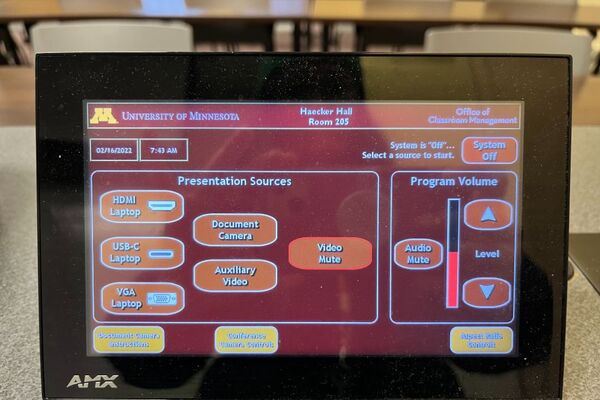 Touchscreen control user interface showing main page