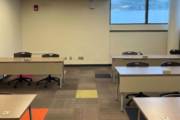 Back of room view of student table and chair seating 