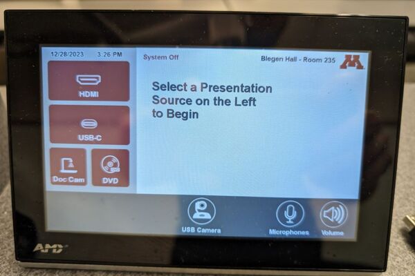 Touchscreen control user interface showing main page