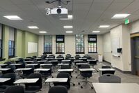 Back of room view of student tablet arm seating 