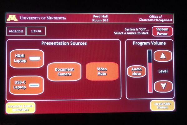 Touchscreen control user interface showing main page