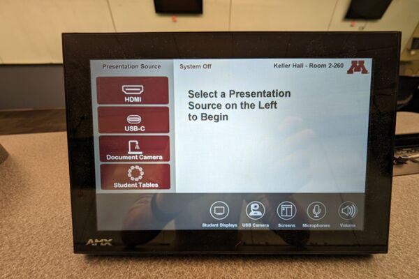 Touchscreen control user interface showing main page