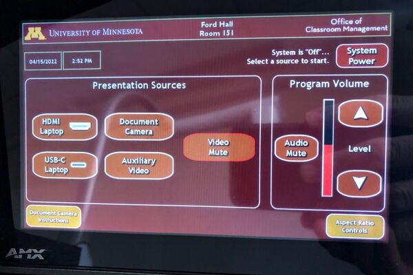 Touchscreen control user interface showing main page