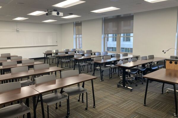 Back of room view of student table and chair seating 