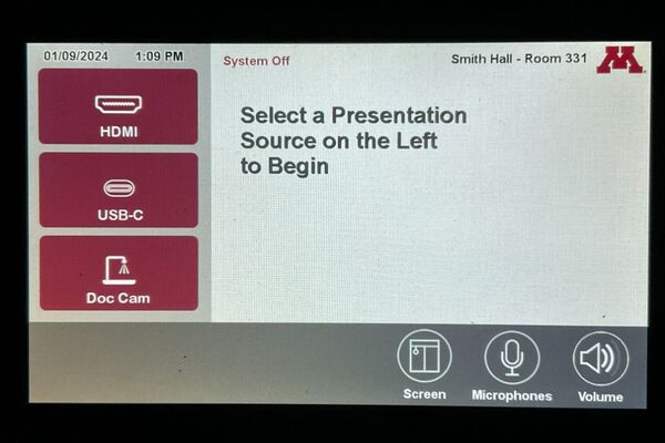 Touchscreen control user interface showing main page