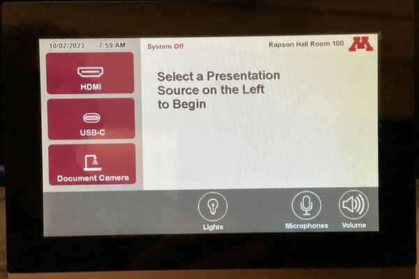 Touchscreen control user interface showing main page