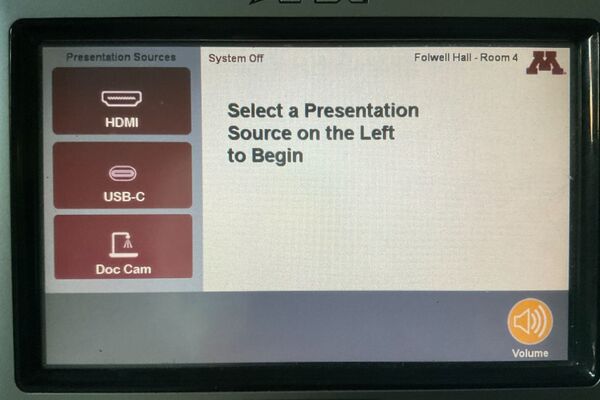 Touchscreen control user interface showing main page