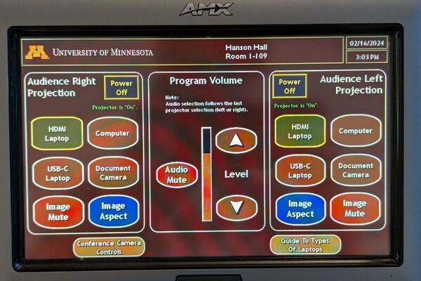 Touchscreen control user interface showing main page