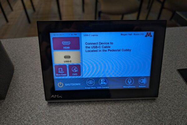 Touchscreen control user interface showing main page