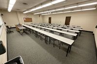 Back of room view of student table and chair seating 