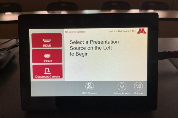 Touchscreen control user interface showing main page