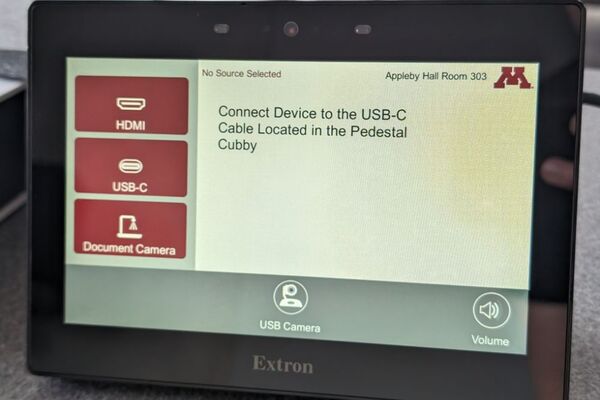 Touchscreen control user interface showing main page