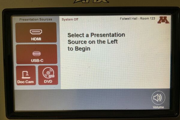 Touchscreen control user interface showing main page