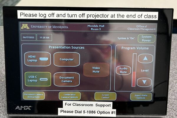 Touchscreen control user interface showing main page