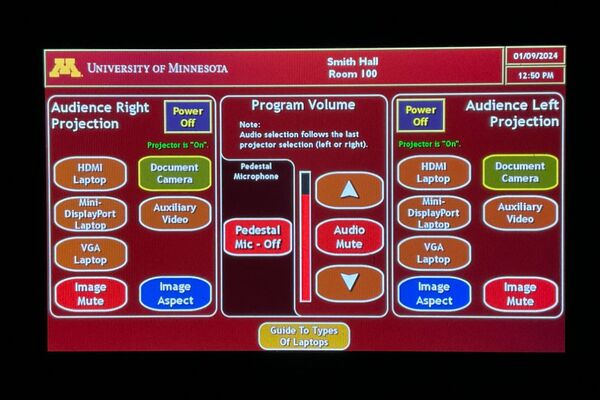 Touchscreen control user interface showing main page